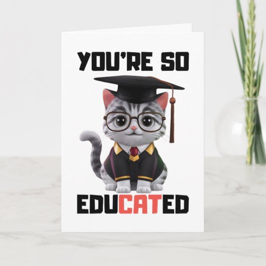 Smart Grad Herzlichen Glückwunsch, Funny Cat Absch Karte (Vorderseite)