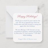 Smart Happy Holidays Kunde Vielen Dank mit Logo Mitteilungskarte (Rückseite)