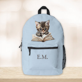 Smart Kitten mit Brille Personalisiert Bedruckter Rucksack