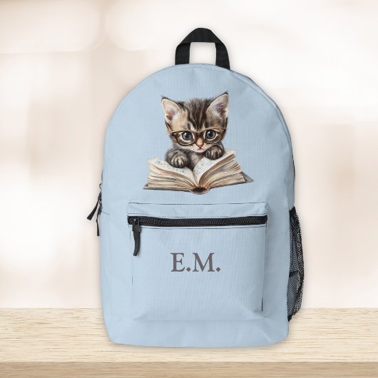 Smart Kitten mit Brille Personalisiert Bedruckter Rucksack