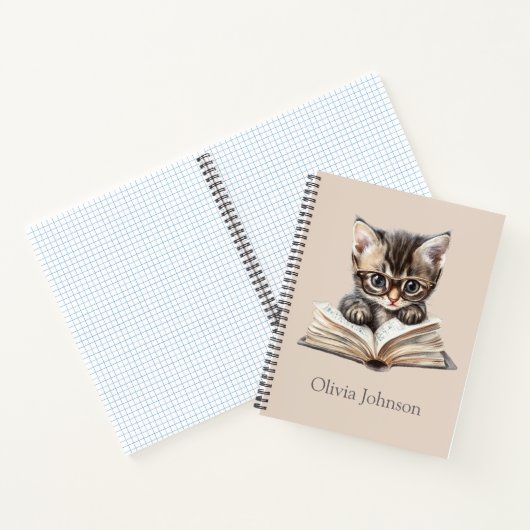 Smart Kitten mit Glasses Personalisiertes Notebook Notizblock (Innenseite)