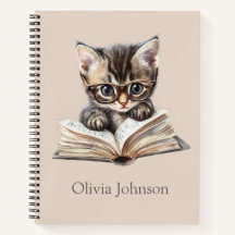 Smart Kitten mit Glasses Personalisiertes Notebook
