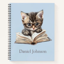 Smart Kitten mit Glasses Personalisiertes Notebook