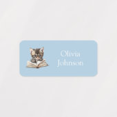 Smart Kitten with Glasses Blue Name Etiketten (Design 2)