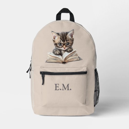 Smart Kitten with Glasses Personalized Bedruckter Rucksack (Vorderseite)