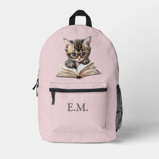 Smart Kitten with Glasses Personalized Bedruckter Rucksack (Vorderseite)