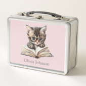 Smart Kitten with Glasses Personalized Metall Brotdose (Vorderseite)