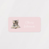 Smart Kitten with Glasses Pink and Lilac Name Etiketten (Design 1)