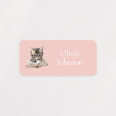Smart Kitten with Glasses Pink and Lilac Name Etiketten (Design 2)