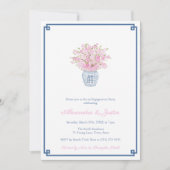 Smart Navy Blue & Pink Ginger Jar Engagement Party Einladung (Vorderseite)