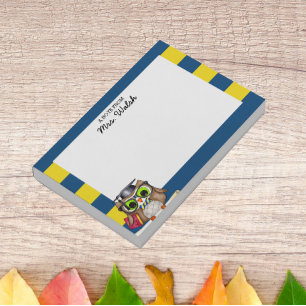 Smart Owl Blue Gold Personalisiert Teacher Post-it Klebezettel
