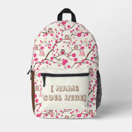 Smart Owls & Cherry Blossoms Bedruckter Rucksack