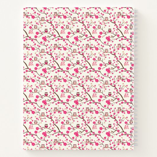 Smart Owls with Pink Blossoms, Notizblock (Rückseite)