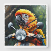 Smart Parrot Quadratische Wanduhr (Vorderseite)