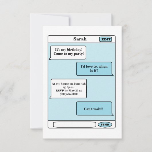 "Smart Phone"-Party Einladungen (Rückseite)