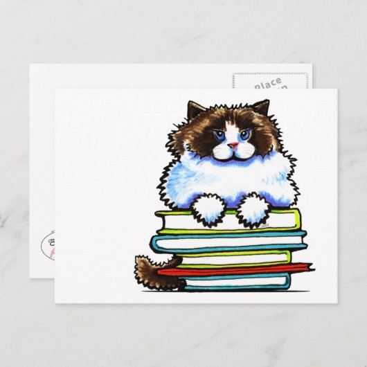Smart Ragdoll Kitty Books Postkarte (Vorne/Hinten)