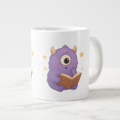 Smart Reading Monster Kids Mug — Purple Study Jumbo-Tasse (Vorderseite Rechts)