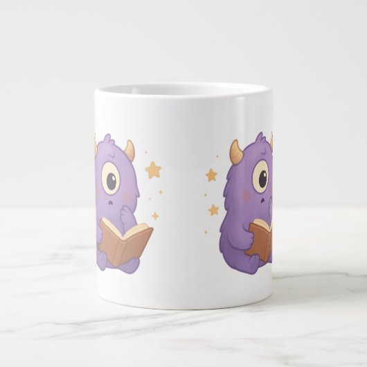 Smart Reading Monster Kids Mug — Purple Study Jumbo-Tasse (Vorderseite)