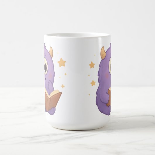Smart Reading Monster Kids Mug — Purple Study Kaffeetasse (Mittel)