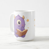 Smart Reading Monster Kids Mug — Purple Study Kaffeetasse (Vorderseite Links)