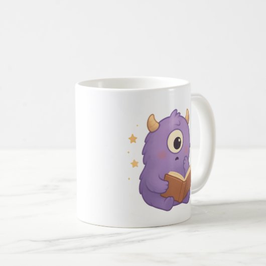 Smart Reading Monster Kids Mug — Purple Study Kaffeetasse (VorderseiteRechts)