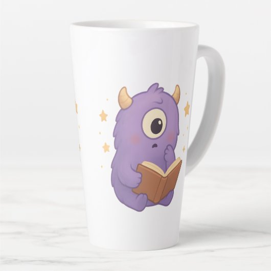 Smart Reading Monster Kids Mug — Purple Study Milchtasse (Rechte Ecke)