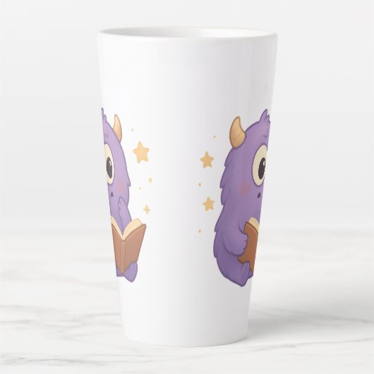 Smart Reading Monster Kids Mug — Purple Study Milchtasse (Vorderseite)