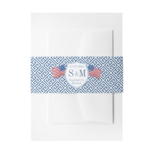 Smart Red White Blue 4. Juli Hochzeit Einladungsbanderole