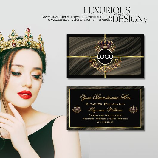Smart Royal Brown Gold Crown mit Logo Prächtig Visitenkarte