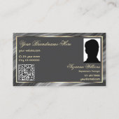 Smart Royal Gray Gold Crown Logo Foto und QR Code Visitenkarte (Rückseite)