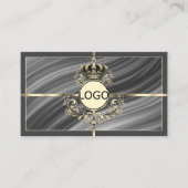 Smart Royal Gray Gold Crown Logo Foto und QR Code Visitenkarte (Vorderseite)