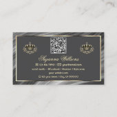 Smart Royal Gray Gold Crown mit QR Code Prächtig Visitenkarte (Rückseite)