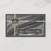 Smart Royal Gray Gold Crown mit QR Code Prächtig Visitenkarte (Vorderseite)