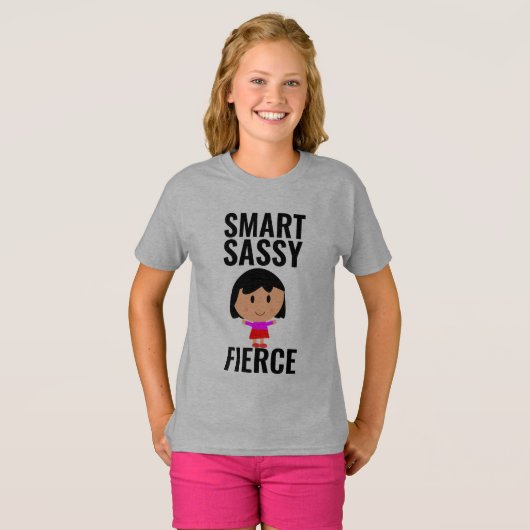 SMART SASSY FIERCE MÄDCHEN POWER LADIES FRAUEN T-Shirt (Vorne ganz)