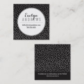 SMART SIMPLE SPOT Mini-Polka Punkt silber schwarz Quadratische Visitenkarte (Vorne/Hinten)