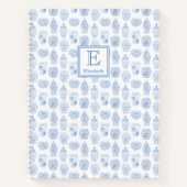 Smart Uni Girl blau und weiß Monogramm Notizblock (Vorderseite)