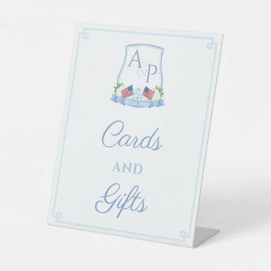 Smart USA Flag Hochzeitskarten und Geschenkgutsche Sockelschild (Vorderseite)