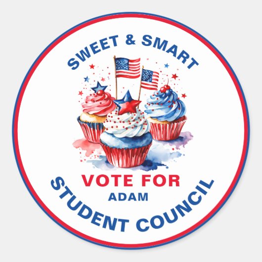 Smart Vote for Class President: cupcake Runder Aufkleber (Vorderseite)
