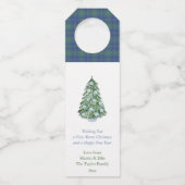 Smart Watercolor Weihnachtsbaum Happy Holidays Flaschenanhänger (Vorderseite)