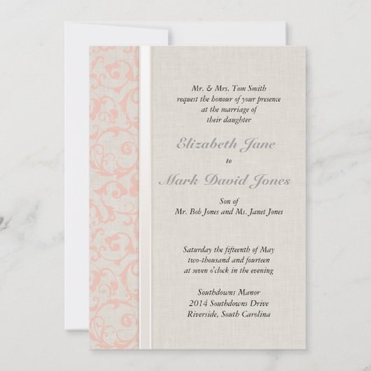 SmartElegance Coral Wedding Einladung (P) (Rückseite)