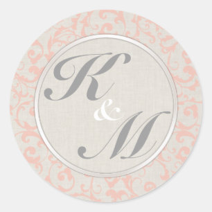SmartElegance Linen & Coral Monogramed Stickers