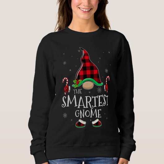Smartest Gnome Buffalo Plaid Matching Family Chris Sweatshirt (Vorderseite)