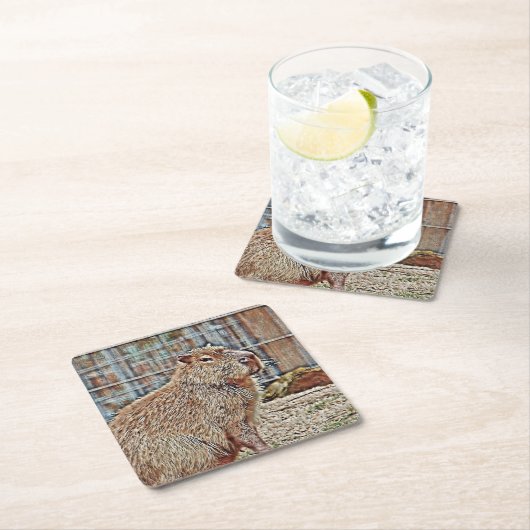 SmartMix Animal- Capybara Rechteckiger Pappuntersetzer (Vor Ort)