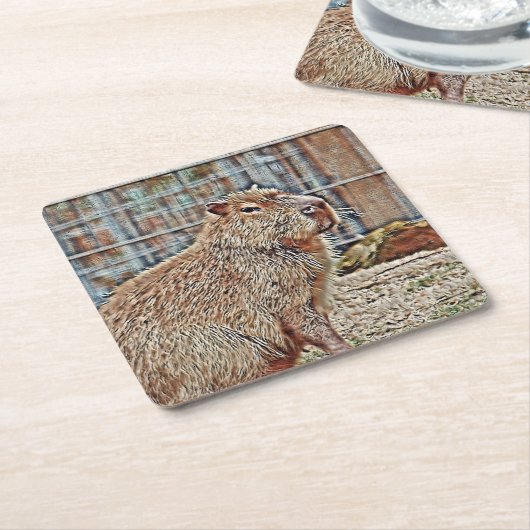 SmartMix Animal- Capybara Rechteckiger Pappuntersetzer (angewinkelt)