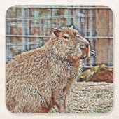 SmartMix Animal- Capybara Rechteckiger Pappuntersetzer (Vorderseite)