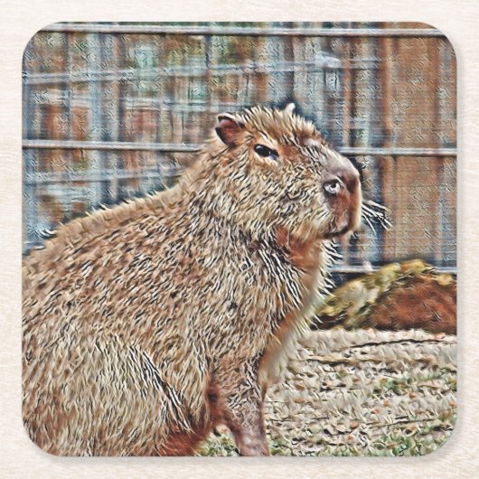 SmartMix Animal- Capybara Rechteckiger Pappuntersetzer (Vorderseite)