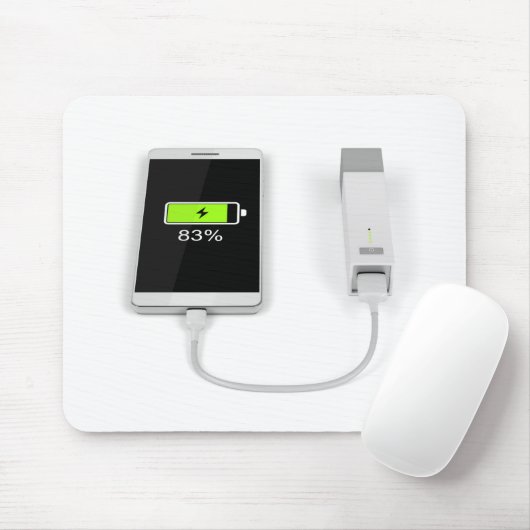 Smartphone, das mit Powerbank auflädt Mousepad (Mit Mouse)