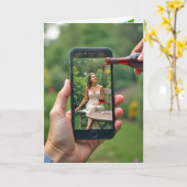 Smartphone-Frau mit Wein Karte (Gelbe Blume)