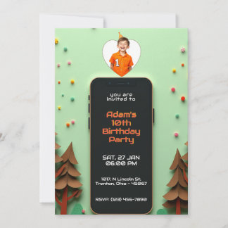 Smartphone-Personalisierte Geburtstagskarte mit te Einladung