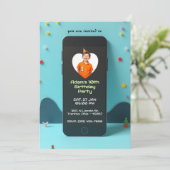 Smartphone-Personalisierte Geburtstagskarte mit te Einladung (Stehend Vorderseite)